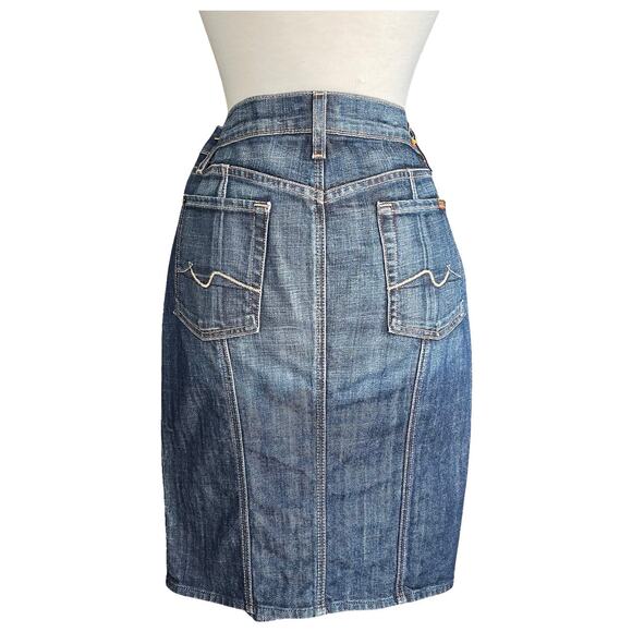 7 For All Mankind Button-Front Denim Skirt Size 28 Mid-Length - Picture 3 of 9